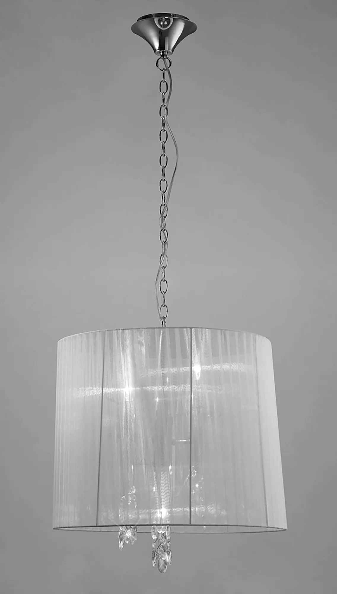 Tiffany Polished Chrome-White Crystal Ceiling Lights Mantra Shaded Crystal Fittings